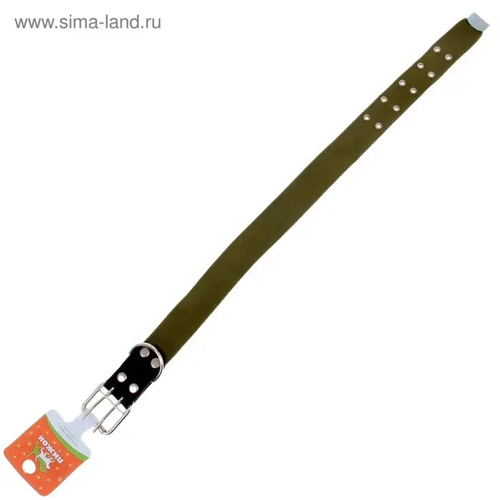 Ошейник брезентовый однослойный, 84&times;4.5 см, ОШ 50-70 см, хаки