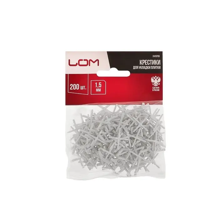 Крестики для кладки плитки ЛОМ, 1.5 мм, в упаковке 200 шт. Крестики для кладки плитки ЛОМ, 1.5 мм, в упаковке 200 шт.