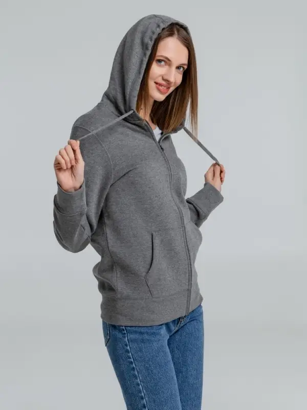 Толстовка на молнии с капюшоном унисекс King, темно-серый меланж, размер XS