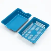 Туалет для кошек, 36&times;25&times;9 см, глубокий, с сеткой, пластик, синий