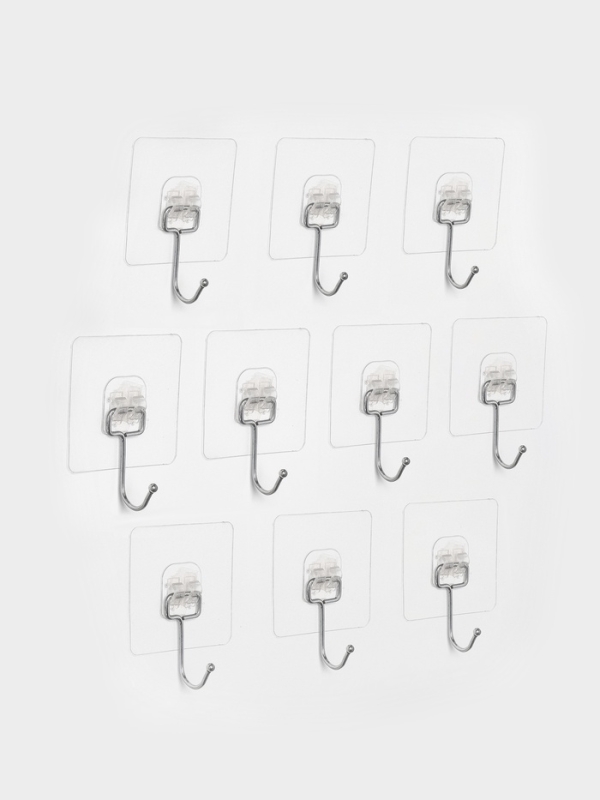 Набор самоклеящихся крючков, усиленные, с большим крюком, 10 шт, размер 6,5х6,5 см