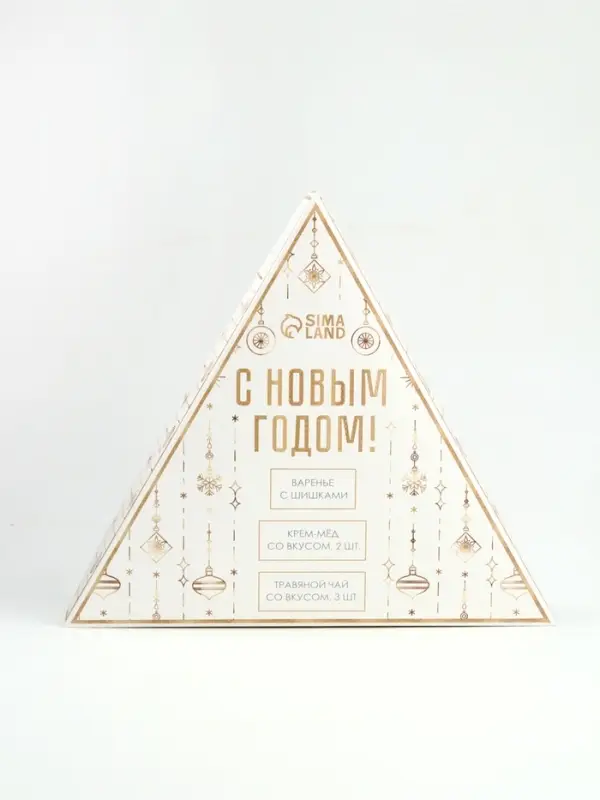 Подарочный набор новогодний &laquo;С Новым Годом&raquo; варенье с шишками, крем-мед 2 шт, чай в банке 3 шт   108