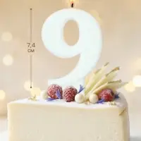 Свеча в торт &laquo;Соло. Цифра 9&raquo;, 8.2 см, белый блеск