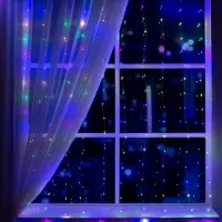 Гирлянда &laquo;Занавес&raquo; 2&times;2 м, роса, IP20, серебристая нить, 300 LED, свечение мульти, 12 В