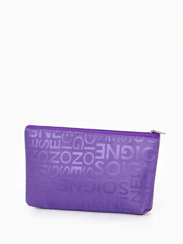 Косметичка - пенал на молнии, маленькая, с буквами, фиолетовая