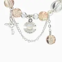 Браслет с подвесками "Сахарный" ракушка, шар №10/8, цвет шампань в серебре