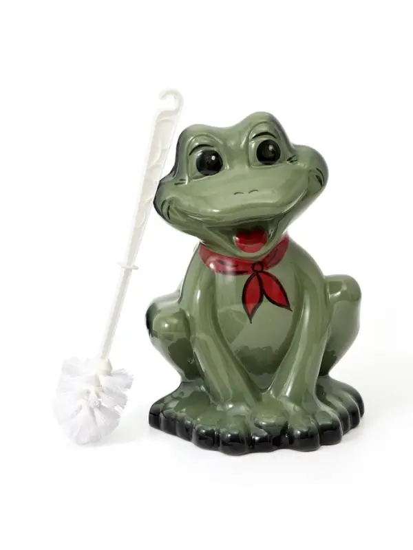 Ёршик для унитаза с подставкой &laquo;Лягушка&raquo;, фарфор, зелёный