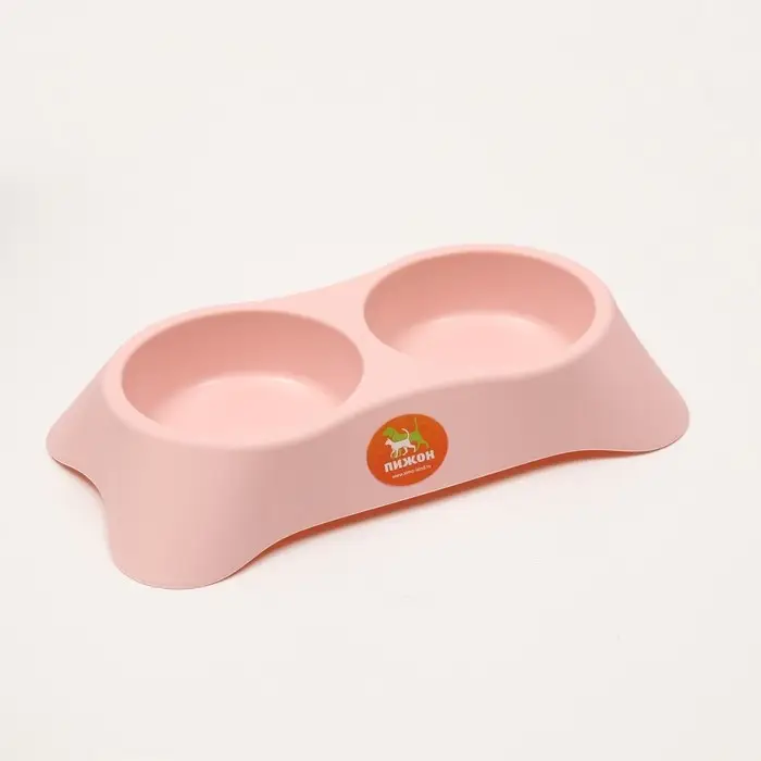 Миска пластиковая двойная, 28 х 16 х 5 см, розовая Миска пластиковая двойная, 28 х 16 х 5 см, розовая
