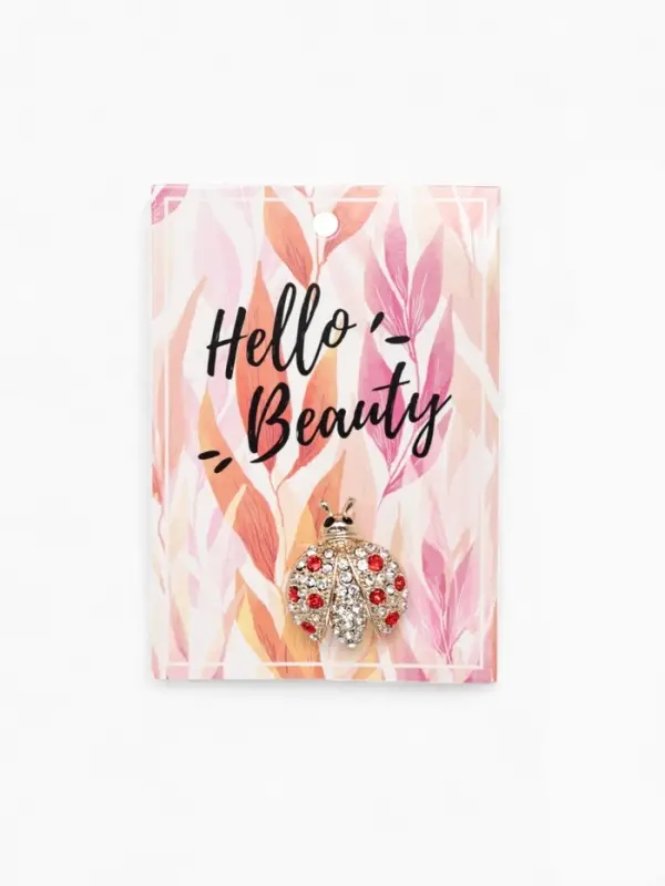 Брошь &laquo;Божья коровка&raquo;, красно-белая в золоте