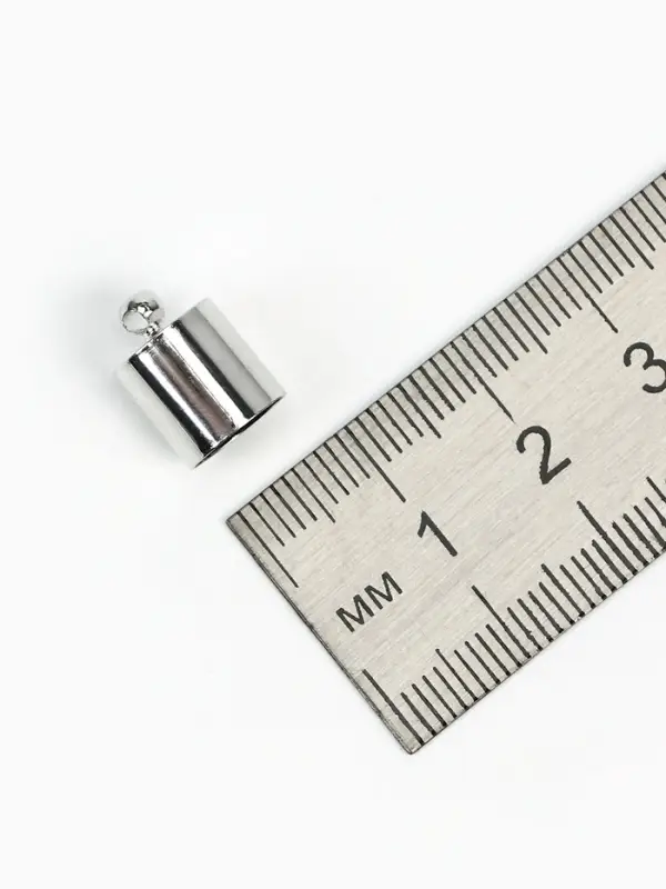 Концевик-шапочка, СМ-165, (набор 5 шт.), 1.2&times;0.8 см, d(вн.)=0.7 см, цвет серебро