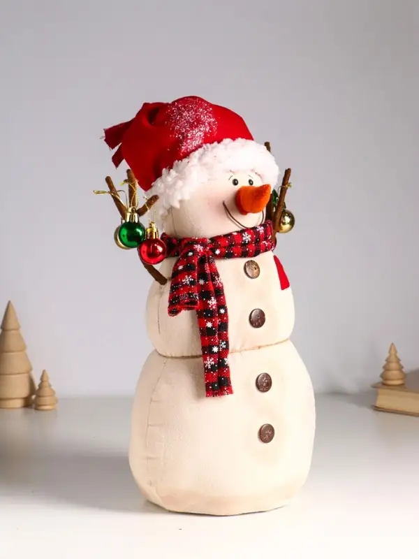 Кукла интерьерная Кукла интерьерная "Снеговичок с ёлочными шариками и сердечком" 38х14х40 см