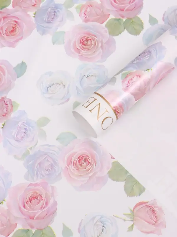 Пленка для цветов, "Розы", белая, 57х57 см