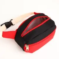 Сумка детская поясная на молнии, наружный карман, красная, чёрная