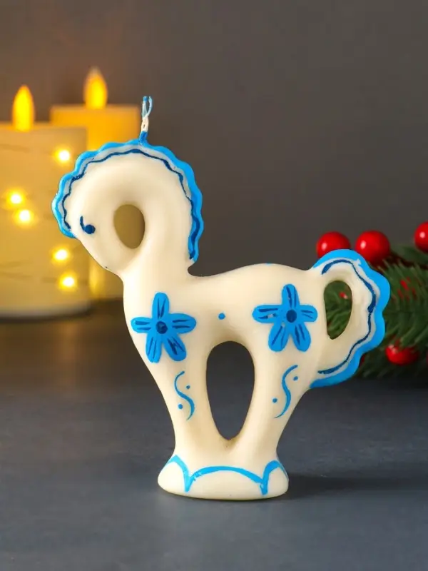 Свеча Символ Года   Свеча Символ Года  " Лошадка большая, Гжель", 12*3,5*12
