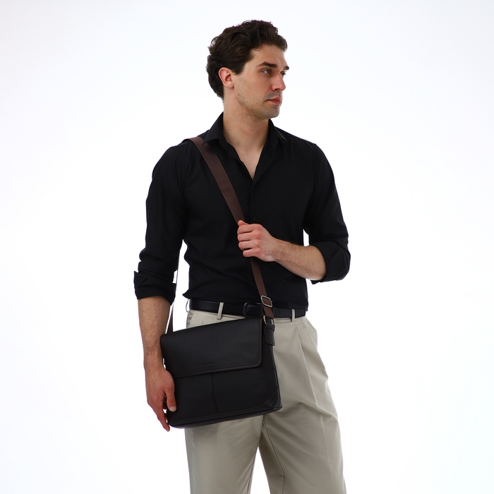 Сумка мужская деловая TEXTURA, 2 наружных кармана, цвет коричневый Сумка мужская деловая TEXTURA, 2 наружных кармана, цвет коричневый