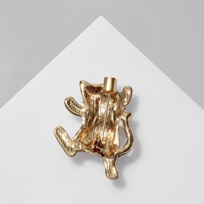 Брошь «Котёнок озорной», цвет бело-жёлтый в золоте Брошь «Котёнок озорной», цвет бело-жёлтый в золоте