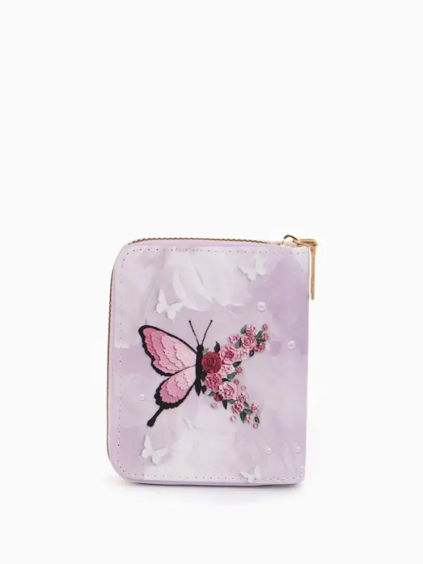 Кошелёк женский на молнии, 8.5&times;2.5&times;10.5 см, розовый