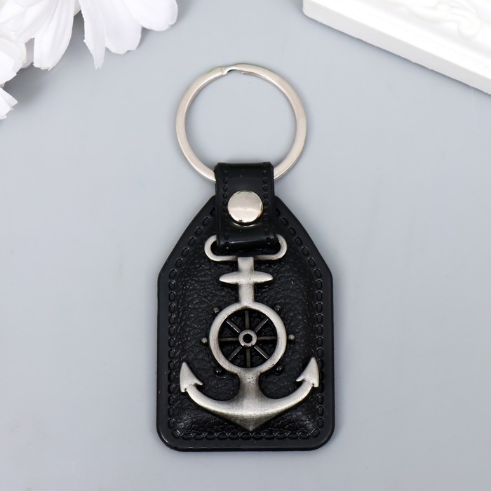 Брелок кожзам, металл  Брелок кожзам, металл "Якорь" 6,8х4 см