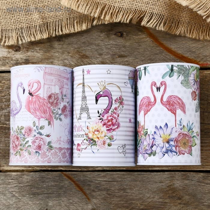 Копилка металл банка Копилка металл банка "Фламинго, цветы и Париж" МИКС 12х8х8 см