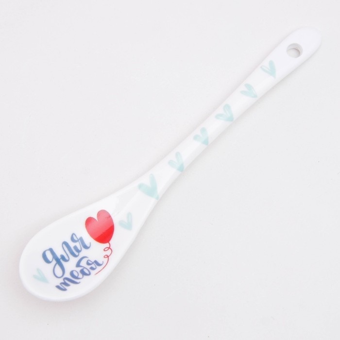 Кружка керамическая с ложкой «Я тебя люблю», 350 мл, цвет белый Кружка керамическая с ложкой «Я тебя люблю», 350 мл, цвет белый