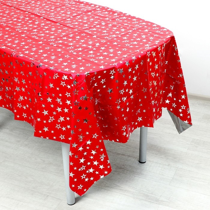 Скатерть &laquo;Звёзды&raquo;, 137 &times; 183 см, цвет красный