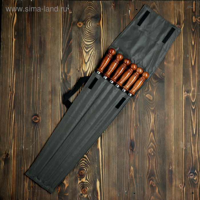 Набор шампуров  Набор шампуров "Ташкент" в чехле, 6 шт, рабочая часть - 50см, зеленый