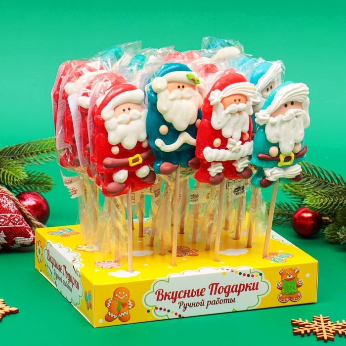 Новый год. Карамель леденцовая на палочке Новый год. Карамель леденцовая на палочке "Дед Мороз 3D", ассорти, 45 г