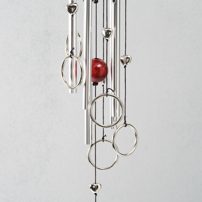 Музыка ветра металл Музыка ветра металл "Кольца с сердечками" 5 трубок 68 см