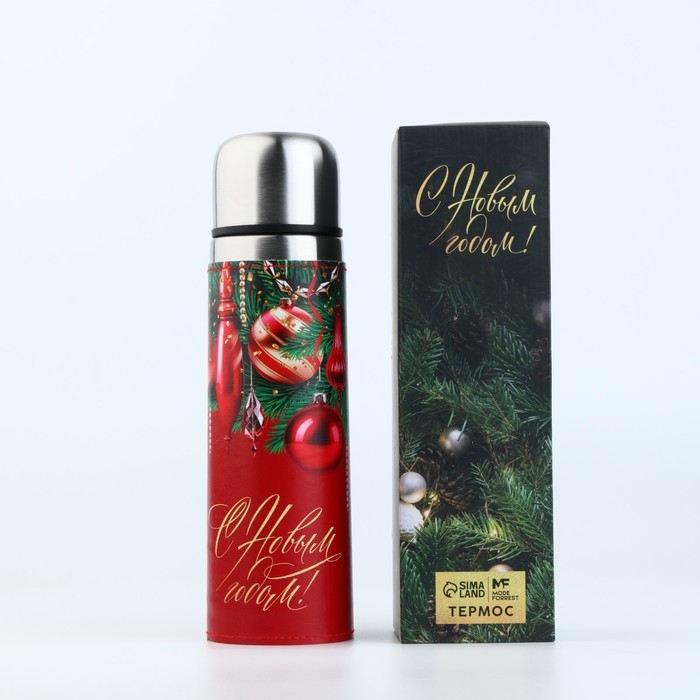 Термос в кожзаме  Термос в кожзаме "Новогоднее настроение", 500 мл