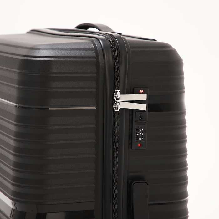 Чемодан большой 100 л (L), отдел на молнии, кодовый замок, 4 колеса, цвет чёрный Чемодан большой 100 л (L), отдел на молнии, кодовый замок, 4 колеса, цвет чёрный