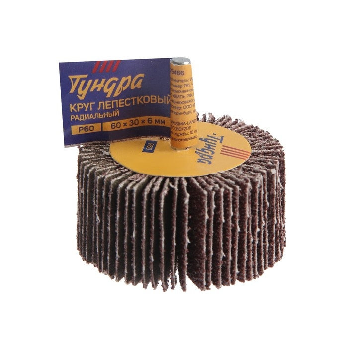Круг лепестковый радиальный ТУНДРА, 60 х 30 х 6 мм, Р60 Круг лепестковый радиальный ТУНДРА, 60 х 30 х 6 мм, Р60