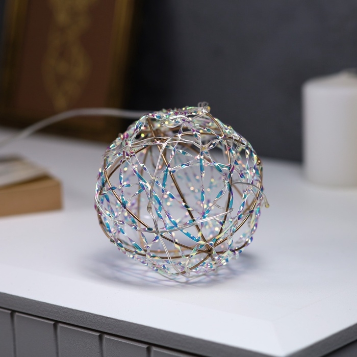 Подвеска световая Подвеска световая "Шар плетеный", 10 см, 10 LED, батарейки ААx2 (не в комплекте), свечение тёплое белое