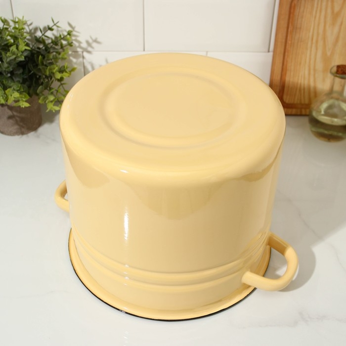 Кастрюля эмалированная цилиндрическая, 9 л, индукция, без декора, цвет бежевый Кастрюля эмалированная цилиндрическая, 9 л, индукция, без декора, цвет бежевый