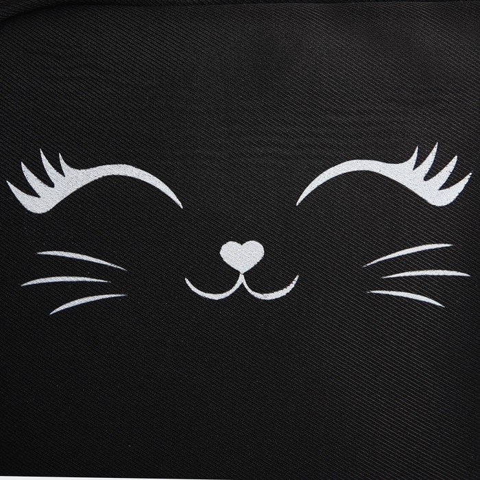 Рюкзак школьный текстильный с ушками на заколках «Котик», 27х23 см, чёрный цвет Рюкзак школьный текстильный с ушками на заколках «Котик», 27х23 см, чёрный цвет