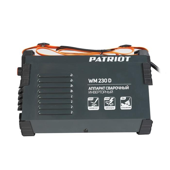 Аппарат сварочный инверторный Patriot WM230D, 220 В, 10.7 кВт, 20-230 А, электроды 1.6-5 мм Аппарат сварочный инверторный Patriot WM230D, 220 В, 10.7 кВт, 20-230 А, электроды 1.6-5 мм