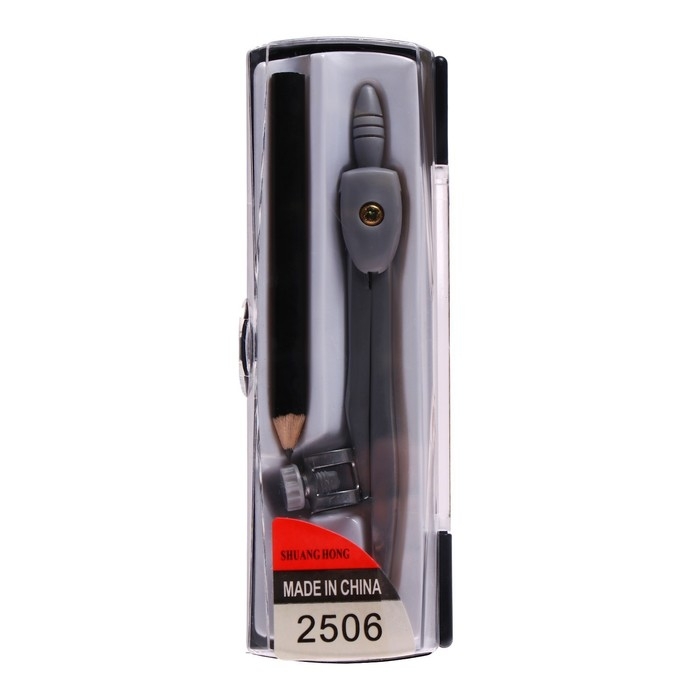 Циркуль металлический 125 мм, с карандашом, в пластиковом пенале (козья ножка), МИКС Циркуль металлический 125 мм, с карандашом, в пластиковом пенале (козья ножка), МИКС