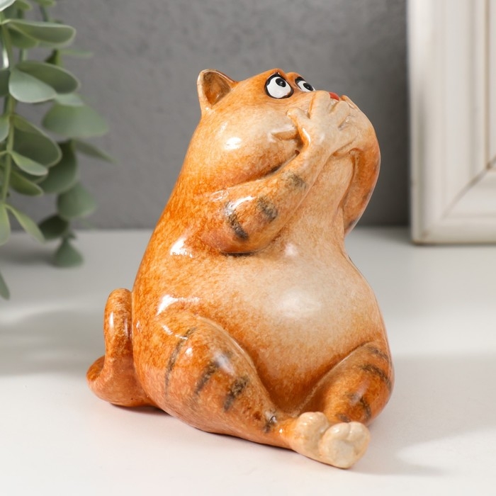 Сувенир полистоун лак Сувенир полистоун лак "Рыжий кот молчун" 9,2х7х11,5 см