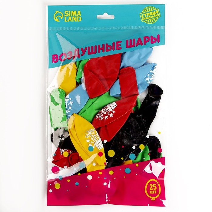 Воздушный шар латексный 12 Воздушный шар латексный 12" «День рождения», праздн. тематика, пастель, 25 шт.