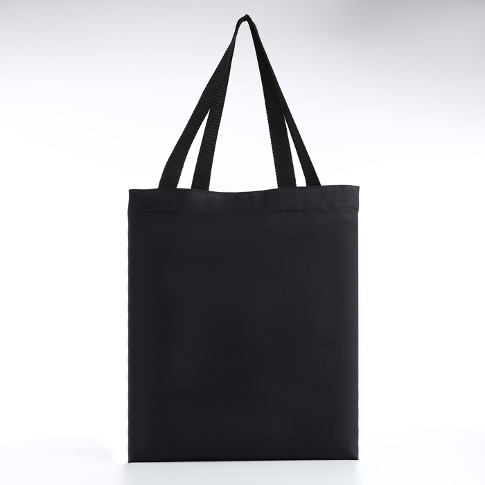 Шопер Шопер "Сладкое безделье", 35х0,5х40, принт с блёстками, без подклада, чёрный