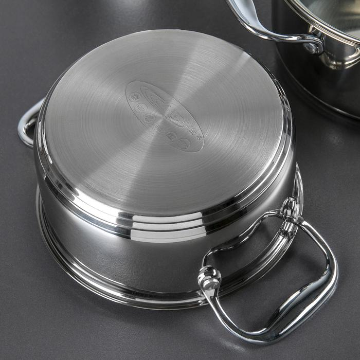 Набор кастрюль «Ника», 3 предмета: 2,2 л, 3,2 л, 4,2 л, капсульное дно, индукция Набор кастрюль «Ника», 3 предмета: 2,2 л, 3,2 л, 4,2 л, капсульное дно, индукция