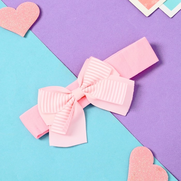 Повязка для волос Повязка для волос "Бант" полоски, 3х17 см, розовый