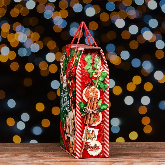 Новый год. Коробка подарочная складная Новый год. Коробка подарочная складная "Изумрудный винтаж" 23 х 10 х 33 см.