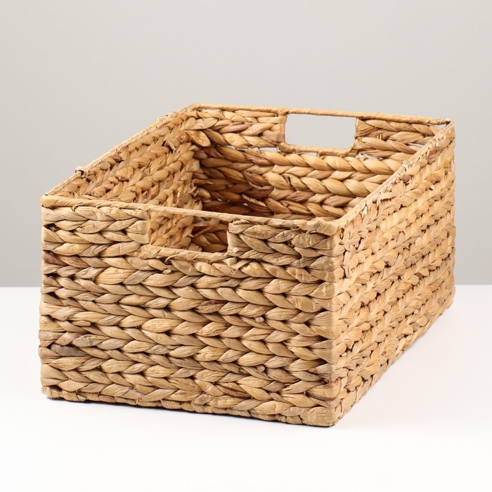 Корзина для хранения, прямоугольная , 43х30х22 см, Водный гиацинт, металл. каркас Корзина для хранения, прямоугольная , 43х30х22 см, Водный гиацинт, металл. каркас