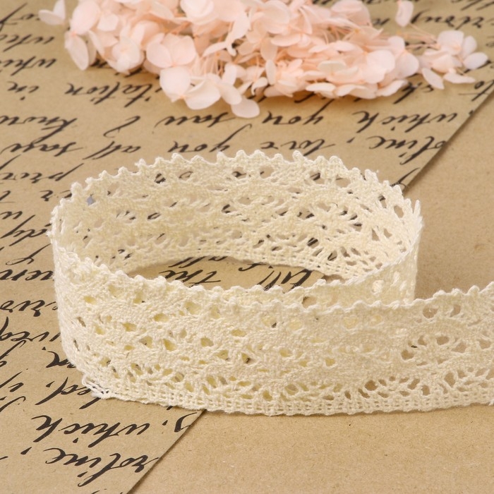 Кружево вязаное, 40 мм × 10 ± 1 м, цвет бежевый Кружево вязаное, 40 мм × 10 ± 1 м, цвет бежевый