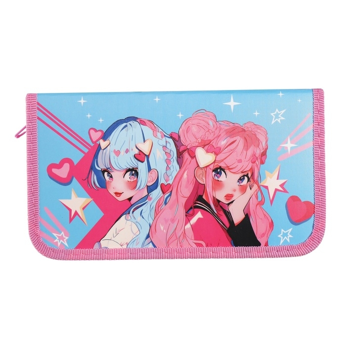 Пенал 1 секция 115 х 205 х 30 мм, Calligrata  Пенал 1 секция 115 х 205 х 30 мм, Calligrata "Аниме подружки", ламинированный картон