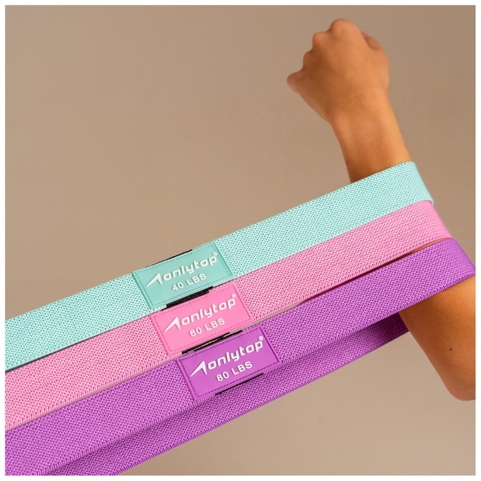 Набор из 3 петель для фитнеса ONLYTOP: нагрузка 18, 27, 36 кг, 204х4 см Набор из 3 петель для фитнеса ONLYTOP: нагрузка 18, 27, 36 кг, 204х4 см