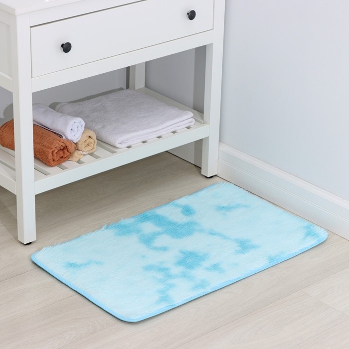 Коврик Доляна «Пушистик», 50×80 см, цвет голубой Коврик Доляна «Пушистик», 50×80 см, цвет голубой