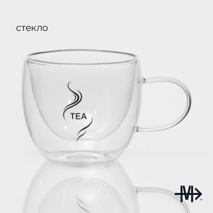 Кружка стеклянная с двойными стенками Magistro «Дуо. Tea», 200 мл, 12,5×9×7,5 см Кружка стеклянная с двойными стенками Magistro «Дуо. Tea», 200 мл, 12,5×9×7,5 см