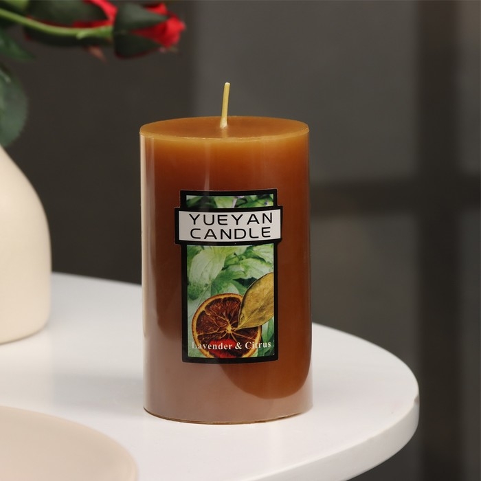 Свеча-цилиндр ароматическая Свеча-цилиндр ароматическая "Лаванда и цитрус", 6х10 см