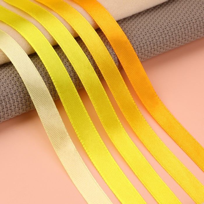 Набор атласных лент, 5 шт, размер 1 ленты: 10 мм × 23 ± 1 м, цвет жёлтый спектр Набор атласных лент, 5 шт, размер 1 ленты: 10 мм × 23 ± 1 м, цвет жёлтый спектр